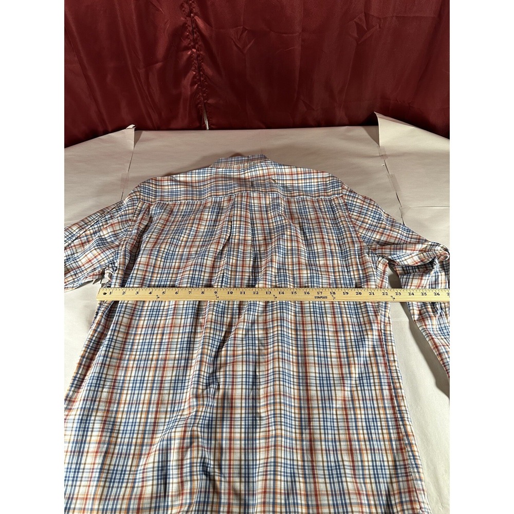Peter Millar Shirt Adult Large Orange Multicolor Tartan Plaid Button Down Men's - Picture 9 of 12